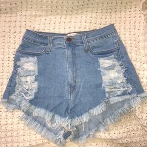 Distressed High Waited Vibrant MIU shorts-stretchy size L